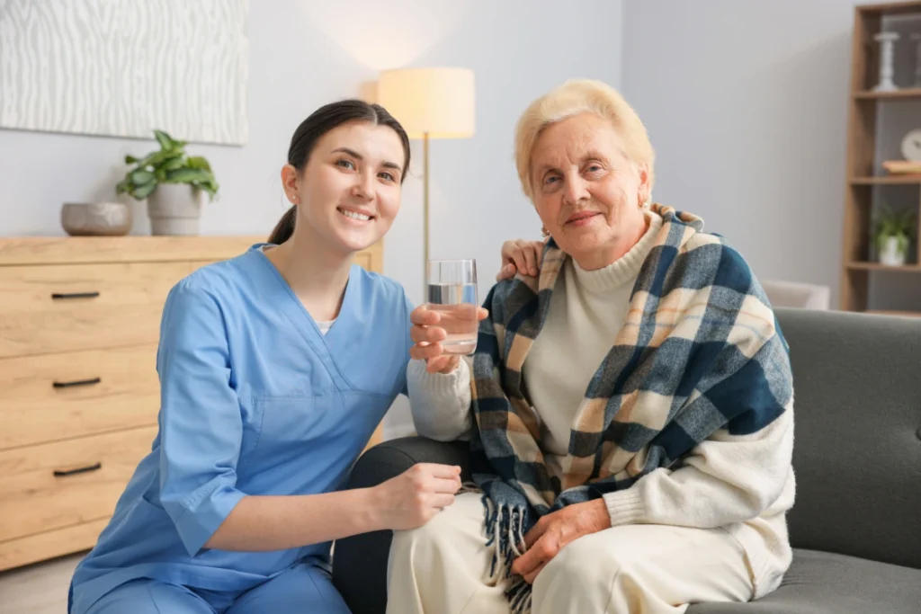 Female carer with senior