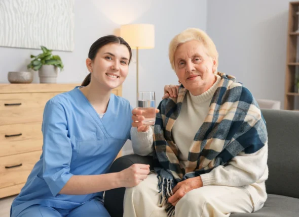 Female carer with senior